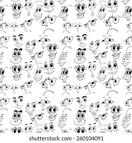 Seamless doodles of different facial expressions