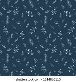 Patrón floral de estilo Doodle sin fisuras con flores y hojas. EPS vectorial 10