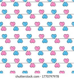 Patrón cardíaco de estilo Doodle sin soldadura para texturas, textiles, fondos sencillos y embalaje
