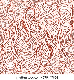 Seamless doodling pattern in ethnic oriental drawing henna style. Vector illustration.