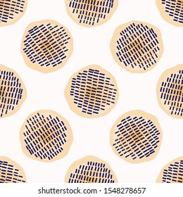 Seamless Dot All Over Print Vector Texture. Modern Geometric Hand Drawn Stitch Circle. Repeating Abstract Spotty Pattern Background. Organic Polka Dot Textured Shape. Minimalist Wallpaper EPS 10