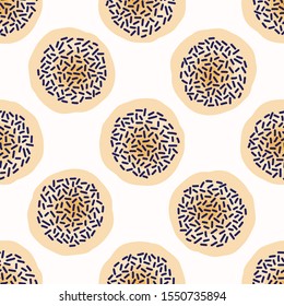 Seamless Dot All Over Print Vector Texture. Modern Geometric Hand Drawn Stitch Circle. Repeating Abstract Spotty Pattern Background. Organic Polka Dot textured Shape. Minimalist Wallpaper EPS 10