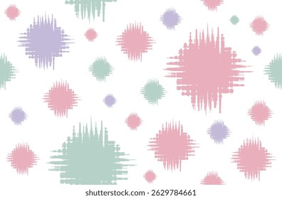 Seamless dot ikat wind effect colorful violet, green and pink  theme pattern in Aztec style. Motifs Ikat embroidery abstract design for texture, fabric, clothing, wrapping, decoration