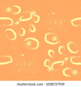 Seamless dot pattern. Hand painted circles with rough edges. Dry brush ink illustration.