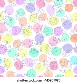Seamless dot pattern. Hand painted circles.
