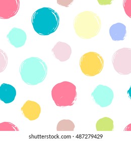 Seamless dot pattern. Hand painted circles.