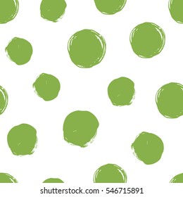 Seamless dot pattern. Hand painted circles.