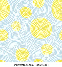 Seamless dot spiral pattern. Grungy circular motion mosaic type background vector image, illustration