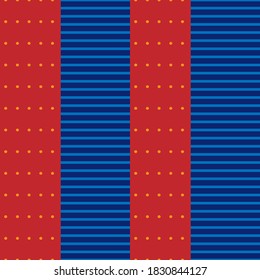 Seamless dot stripe pattern red blue. Vector image eps