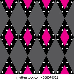 Seamless dots doodle rhombus colorful pattern