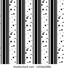 Seamless Dots and line seamless Pattern. Vector Black and White Circle Background. Abstract Pixel Texture. Minimal Graphic Design