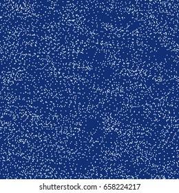 Seamless dots, motley print, chaotic seamless background, abstract hypnotic pattern, white numerous dots on a blue background