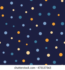 Seamless dots pattern with dark background. Vector repeating texture.