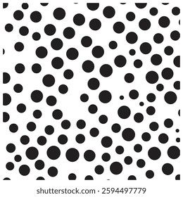 Seamless dots pattern, design for decoration, Black polka dots on white background, wrapping paper, print, vector illustration