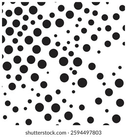 Seamless dots pattern, design for decoration, Black polka dots on white background, wrapping paper, print, vector illustration