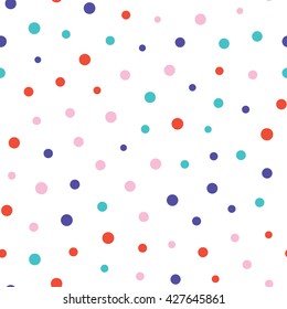 Seamless dots pattern with white background. Vector repeating texture.