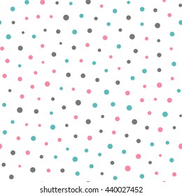 Seamless dots pattern with white background. Vector repeating texture.