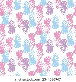 Seamless dots spotted patches pattern. Abstract blue pink all over print. Abstract geometric background with multicolored dots
