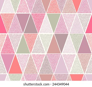 seamless dots triangle doodle pattern