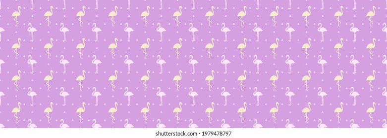 Seamless dotted background with flamingos. Abstract dot texture. Pattern for design. Colorful illustration
