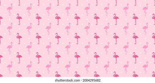 Seamless dotted background with flamingos. Simple abstract texture