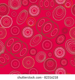 Seamless dotted circle with background bright red