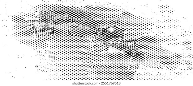 Seamless dotted gradient halftone or pixel background pattern and monochrome dot grunge overlay texture