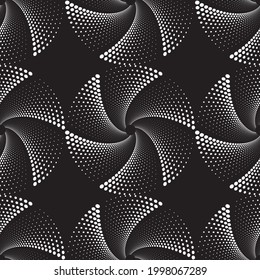 Patrón de espiral o textura de vectores de semitono sin despuntes. Fondos Stipple Dot