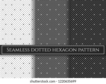 Seamless dotted hexagon pattern. Polka dot geometric pattern. Science background. 