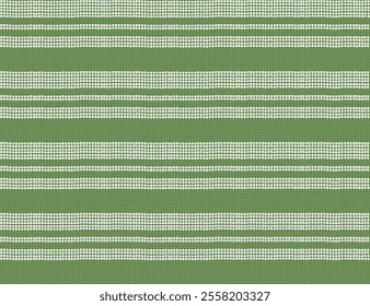 Seamless dotted lines pattern. Hand drawn dots good for apparel, wallpaper, fabrics, textiles, surface designs, backgrounds. Classic chic stripes motif. White and Pistachio green stripy.