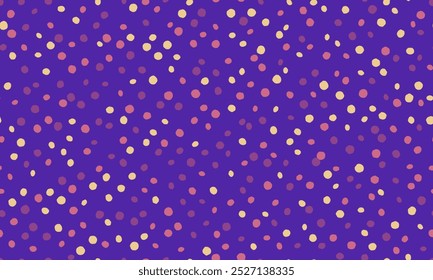Padrão pontilhado sem costura com círculos coloridos, ideal para tecidos têxteis, papel de parede ou fundos abstratos. Um design geométrico moderno para decoração criativa.