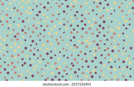 Seamless dotted pattern with colorful circles, ideal for textile fabrics, wallpaper, or abstract backgrounds. A trendy geometric design for creative decor.