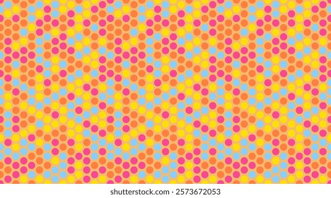 Seamless dotted pattern with colorful circles, ideal for textile fabrics, wallpaper, or abstract backgrounds. A trendy geometric design for creative decor.