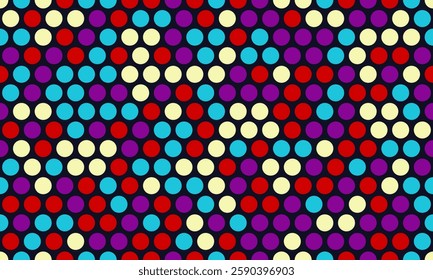 Seamless dotted pattern with colorful circles, ideal for textile fabrics, wallpaper, or abstract backgrounds. A trendy geometric design for creative decor.