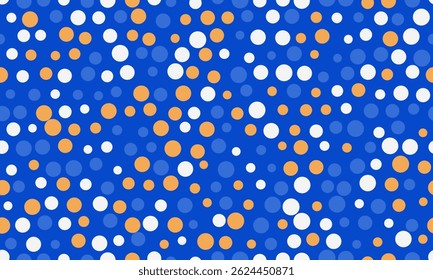 Seamless dotted pattern with colorful circles, ideal for textile fabrics, wallpaper, or abstract backgrounds. A trendy geometric design for creative decor.