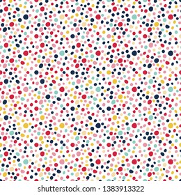 Seamless dotted pattern. Colorful spotted abstract background. Modern polka. Fashion design. Vector artistic pattern for print, wrapping paper, wallpaper and clothes. Circles. Color dots