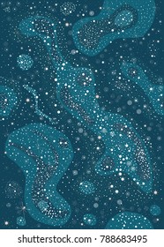 Seamless dotted pattern with grouped dots on blue. Pastel Color Design. Minimalism. 