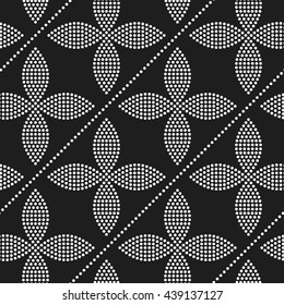 Seamless dotted pattern. Petals backdrop. Abstract Black and White Background. Mosaic of dots. Vector Illustration.