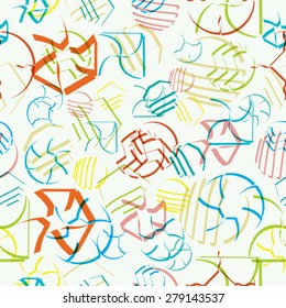 Seamless Dotted Pattern with Unusual Geometric Shapes. vector Illustration. 