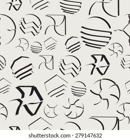 Seamless Dotted Pattern with Unusual Geometric Shapes. vector Illustration. 