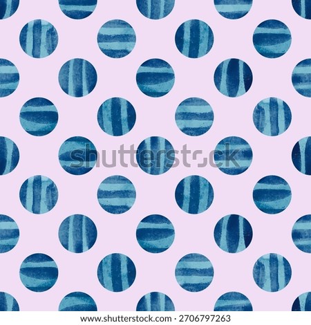 Seamless dotted pattern with watercolor circles. Vector polka dot background