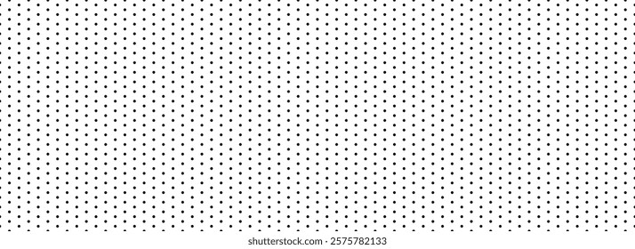 Seamless dotted repeated texture. Black and white polka dot pattern. Repeating endless dotted texture. All over halftone wallpaper. Regular grid background. Vector swatch template for textile, fabric