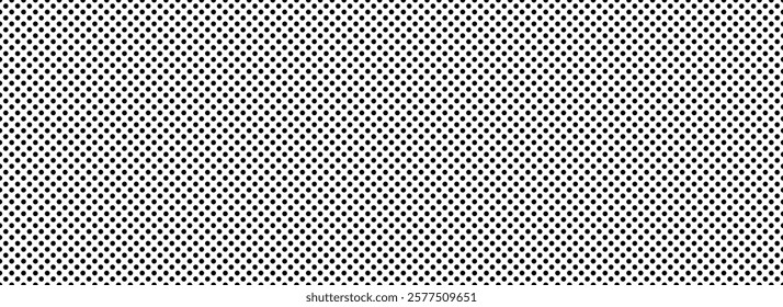 Seamless dotted repeated texture. Black and white polka dot pattern. Repeating endless dots texture. All over halftone wallpaper. Regular grid background. Vector textile or fabric swatch template