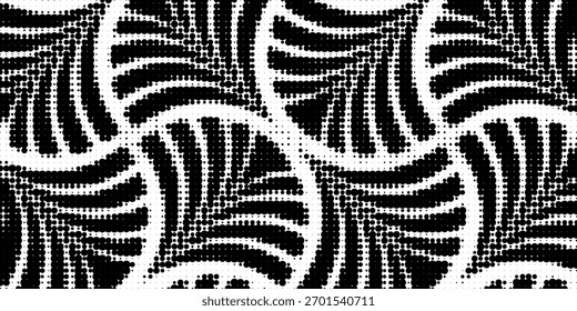 Nahtlos gepunktete wiederholte Textur. Schwarz-weißes Tupfenmuster. Textur mit sich wiederholenden endlosen Punkten. Überall Rastertapeten. Vektorhintergrund