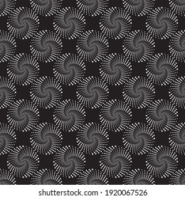 Seamless Dotted Spiral Vortex Pattern. Design spiral dots backdrop.