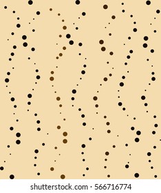 Seamless dotted wavy pattern. Texture of points, spots symbols. Curly lines, dot signs. Abstract rain, snow. Winter theme, dress design. Dark figures on light background. Vector