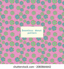 Seamless doughnut pattern in green and blue