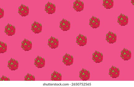 Padrão de fruta do dragão sem costura no fundo rosa - Projeto de fruta tropical
