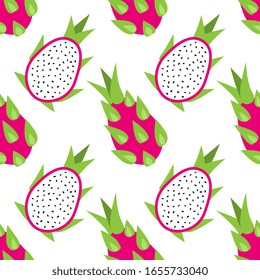 Seamless dragon fruits vector pattern