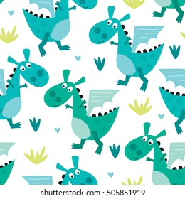 seamless dragon pattern vector illustration